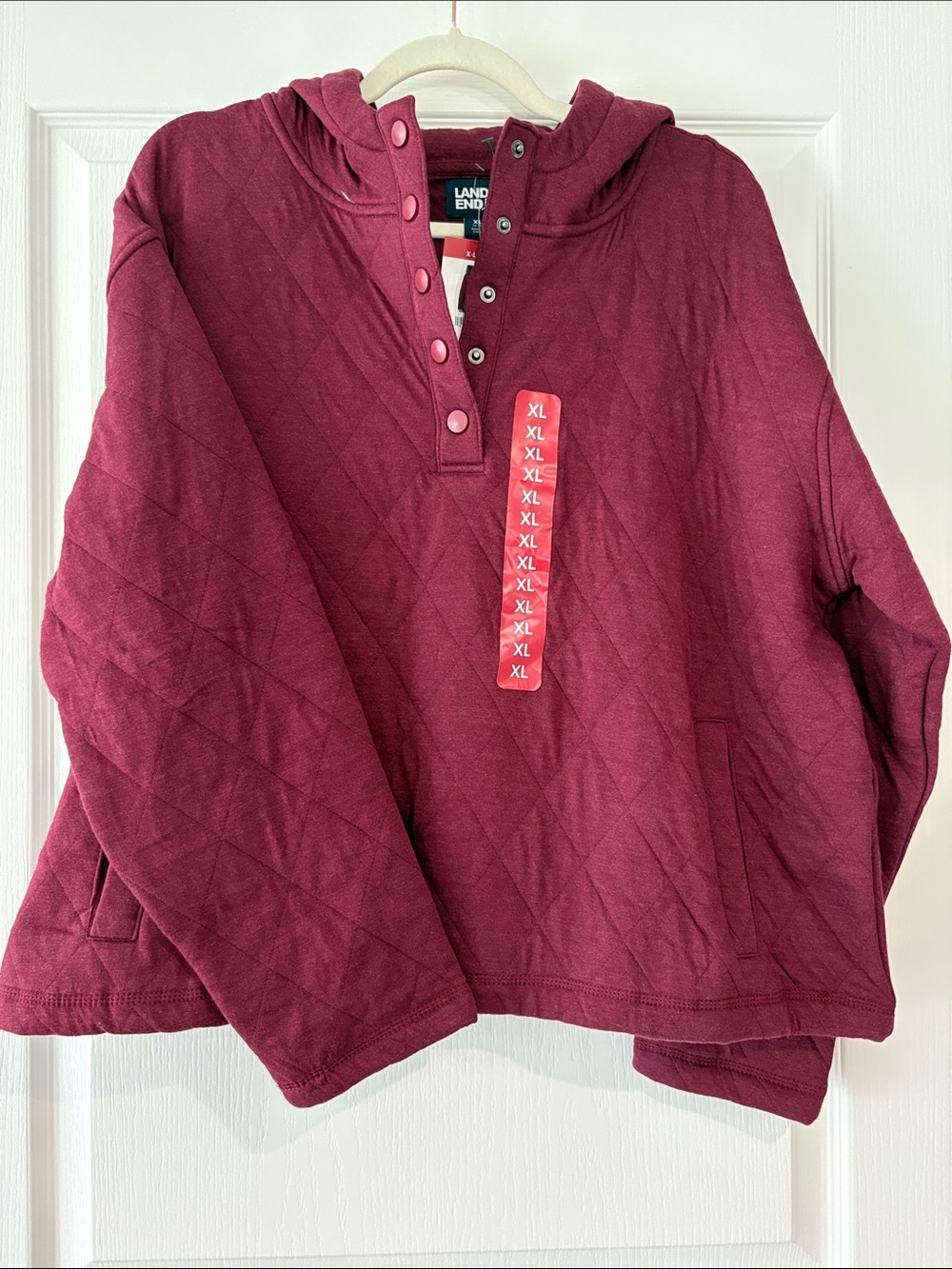 Lands' End Quilted Hooded Pullover - Wine